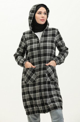 Plaid Hooded Cape 1224-01 Black 1224-01