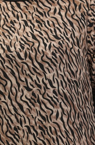 Ribbed Patterned Voile Dress 0129B-02 Black Milk Brown 0129B-02
