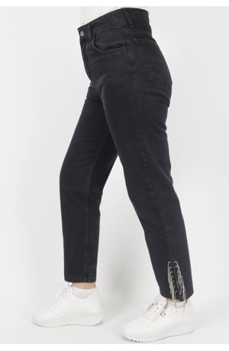 Stone Detailed Jeans Trousers 2705-01 Black 2705-01