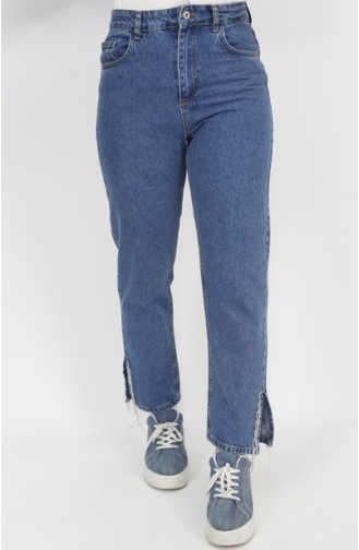 Stone Detailed Jeans Trousers 2705-02 Denim Blue 2705-02