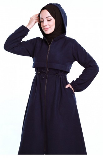 Gathered Waist Hooded Stash Cape 3199-06 Navy Blue 3199-06