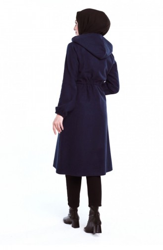 Gathered Waist Hooded Stash Cape 3199-06 Navy Blue 3199-06