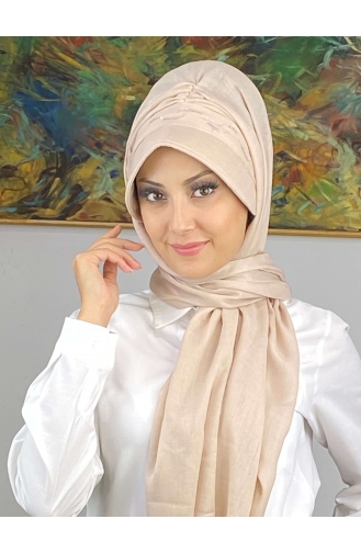 Châle Chapeau à Bord Lapidé De Couleur Pastel EY23SPKSL1-01 Beige Clair 23SPKSL1-01