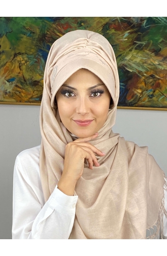 Châle Chapeau à Bord Lapidé De Couleur Pastel EY23SPKSL1-01 Beige Clair 23SPKSL1-01