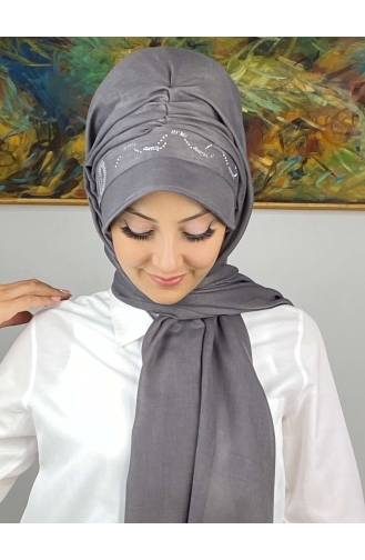 Châle Chapeau à Bord Lapidé De Couleur Pastel EY23SPKSL1-08 Gris Foncé 23SPKSL1-08