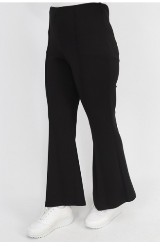 Noktae Scuba Fabric Flare Leg Trousers 18138-01 Black 18138-01