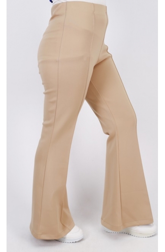 Noktae Scuba Fabric Flare Leg Trousers 18138-02 Stone 18138-02