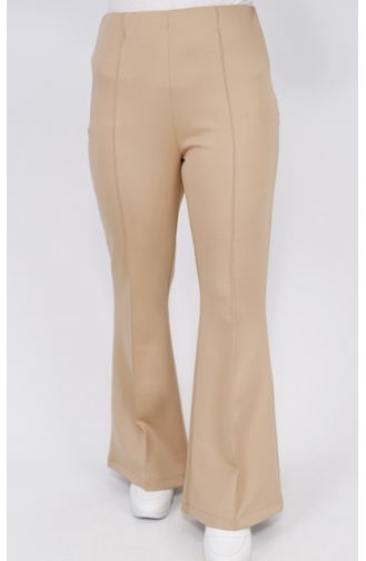 Noktae Scuba Fabric Flare Leg Trousers 18138-02 Stone 18138-02