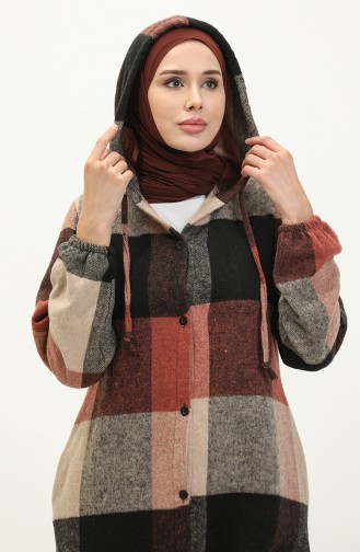 Hooded Patterned Cape 0184-01 Black Brick Red 0184-01