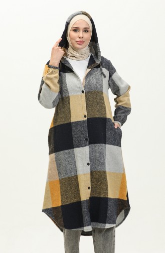 Hooded Patterned Cape 0184-02 Dark Blue Gray 0184-02