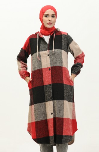 Hooded Patterned Cape NZR001A-04 Black Coral 001A-04