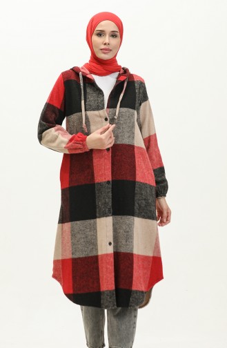 Hooded Patterned Cape 0184-04 Black Coral 0184-04