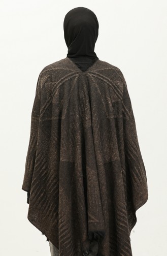 Poncho Met Piramidepatroon 2038-01 Bruin 2038-01