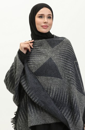 Pyramid Patterned Poncho 2038-05 Navy Blue 2038-05