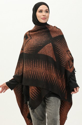 Poncho Met Piramidepatroon 2038-08 Tegel 2038-08