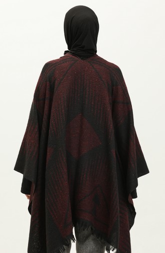 Pyramid Patterned Poncho 2038-09 Cherry 2038-09