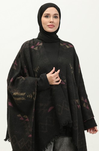 Aster Patterned Poncho 2042-03 Black Brown 2042-03