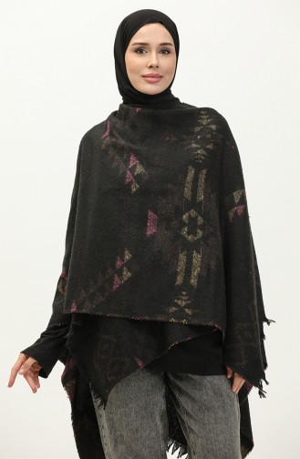 Aster Gemusterter Poncho 2042-03 Schwarzbraun 2042-03