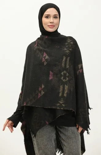 Aster Patterned Poncho 2042-03 Black Brown 2042-03