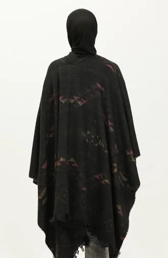 Aster Patterned Poncho 2042-03 Black Brown 2042-03