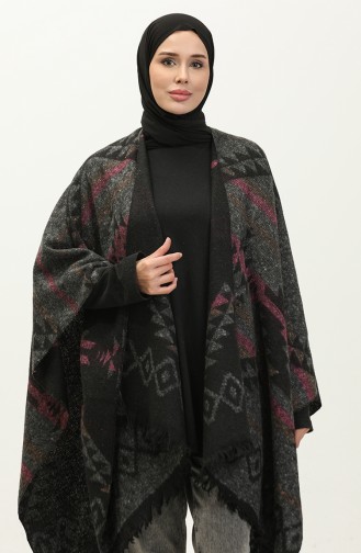 Aster Gemusterter Poncho 2042-04 Schwarzgrau 2042-04