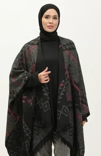 Aster Patterned Poncho 2042-04 Black Gray 2042-04