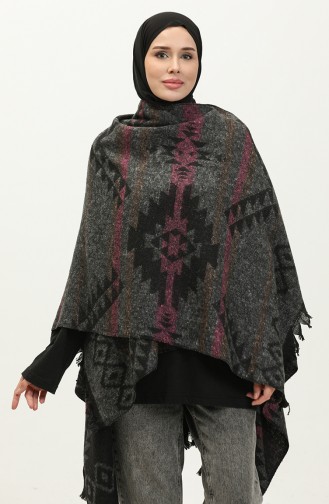 Aster Gemusterter Poncho 2042-04 Schwarzgrau 2042-04