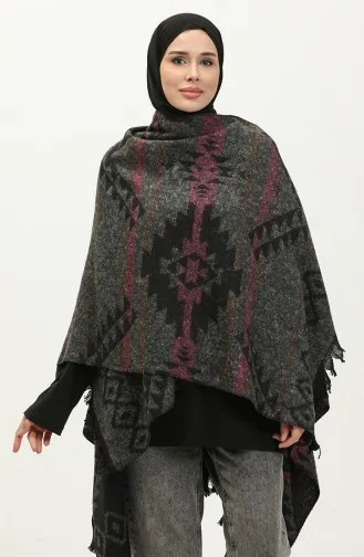 Aster Patterned Poncho 2042-04 Black Gray 2042-04