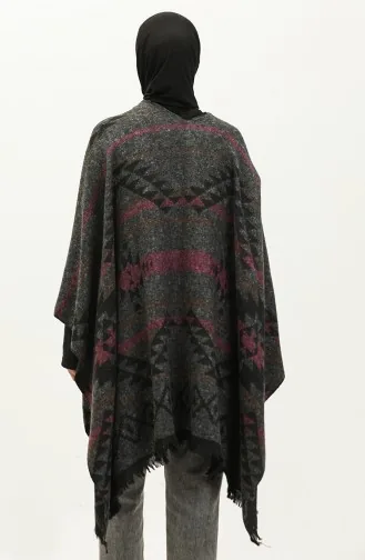 Aster Patterned Poncho 2042-04 Black Gray 2042-04