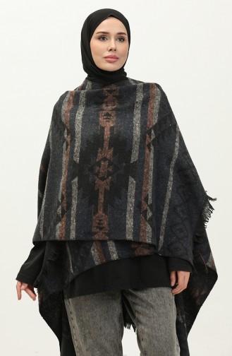 Poncho A Motifs 2042-05 Bleu Marine Peau D`Oignon 2042-05