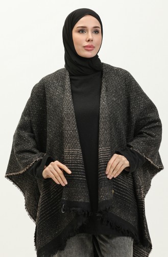 Herringbone Patterned Poncho 2045-02 Mink 2045-02