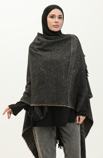 Herringbone Patterned Poncho 2045-02 Mink 2045-02