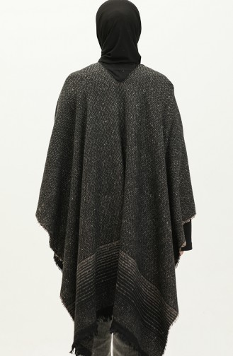 Herringbone Patterned Poncho 2045-02 Mink 2045-02