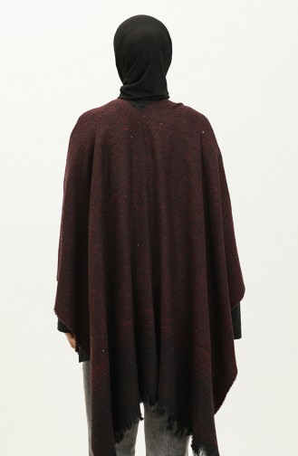 Poncho Mit Fischgrätmuster 2045-03 Pflaume 2045-03