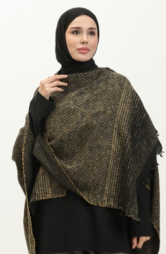 Herringbone Patterned Poncho 2045-06 Lemon Yellow 2045-06