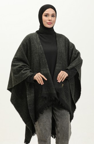 Herringbone Patterned Poncho 2045-09 Khaki 2045-09