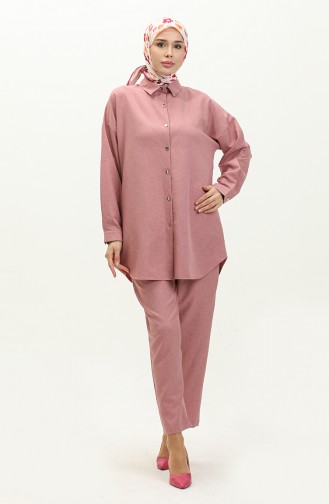 Shirt Collar Two Piece Suit 4436-03 Dusty Rose 4436-03