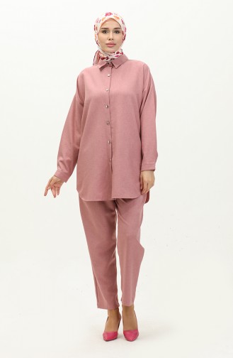 Shirt Collar Two Piece Suit 4436-03 Dusty Rose 4436-03