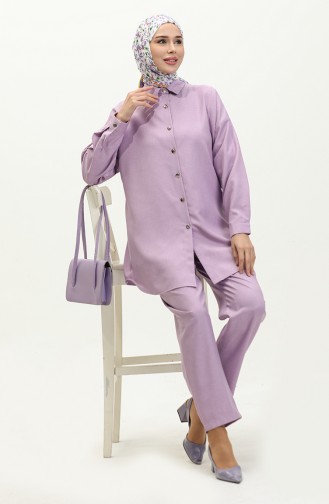 Ensemble Deux Pièces Tunique Pantalon Col Chemise 4436-04 Lilas 4436-04