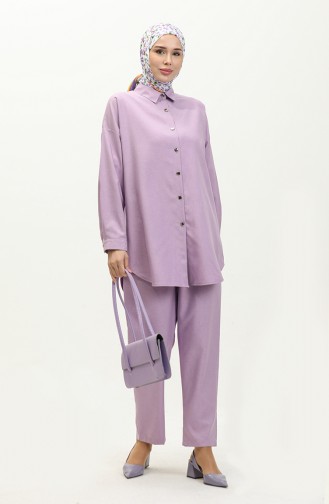 Shirt Collar Two Piece Suit 4436-04 Lilac 4436-04