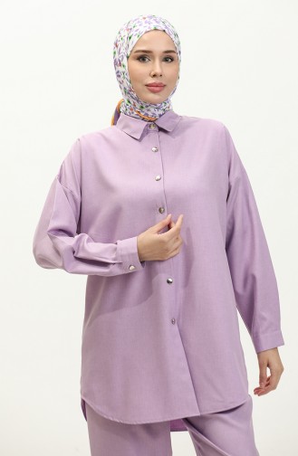 Ensemble Deux Pièces Tunique Pantalon Col Chemise 4436-04 Lilas 4436-04