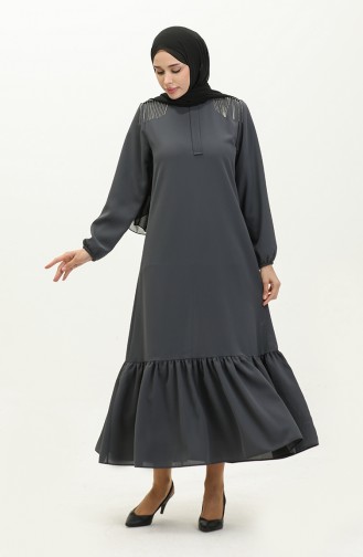 فستان سهرة بتصميم سلسلة 2009-02 رمادي غامق 2009-02