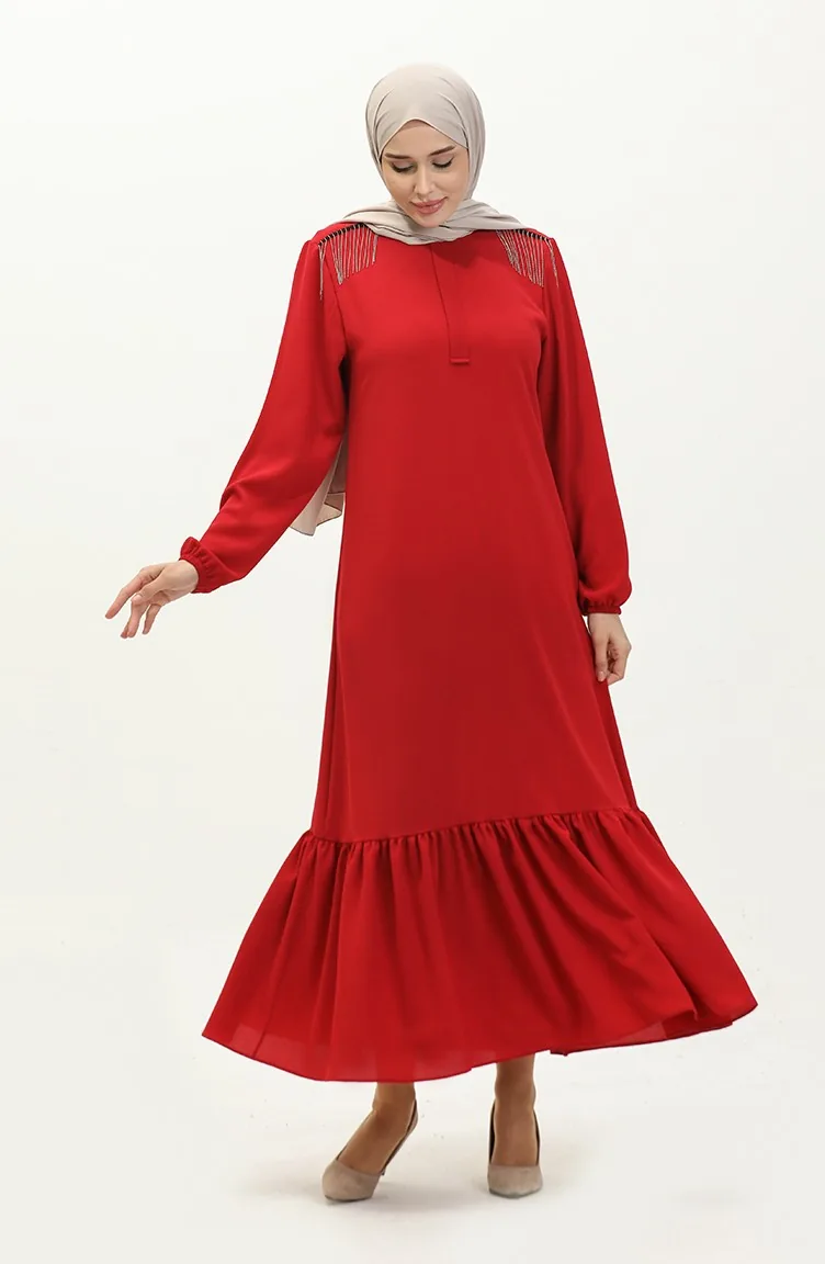 Robe De Soirée Détail Chaine 2009-05 Rouge Claret 2009-05