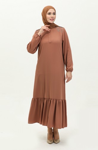Chain Detailed Evening Dress 2009-06 Orange 2009-06