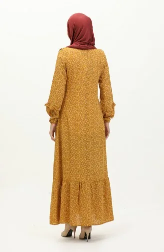 Rüschengemustertes Viskosekleid 0179A-01 Senf 0179-01