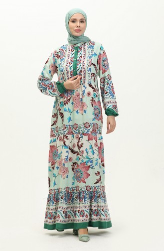 Viscose-jurk Met Patroon 0185-01 Mintgroen 0185-01