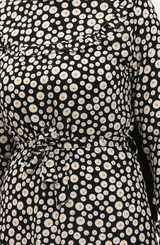 Viscose-jurk Met Bloemenmotief 0186-02 Zwart 0186-02