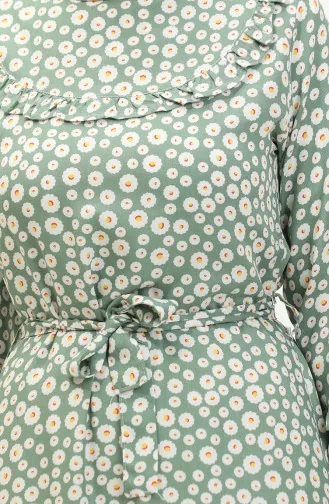 Robe Viscose A Motifs Fleur 0186-04 Khaki 0186-04