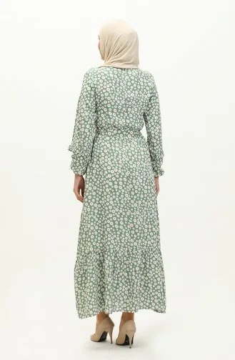 Robe Viscose A Motifs Fleur 0186-04 Khaki 0186-04