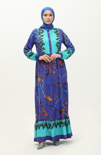 Patterned Viscose Dress 0188-01 Saxe 0188-01